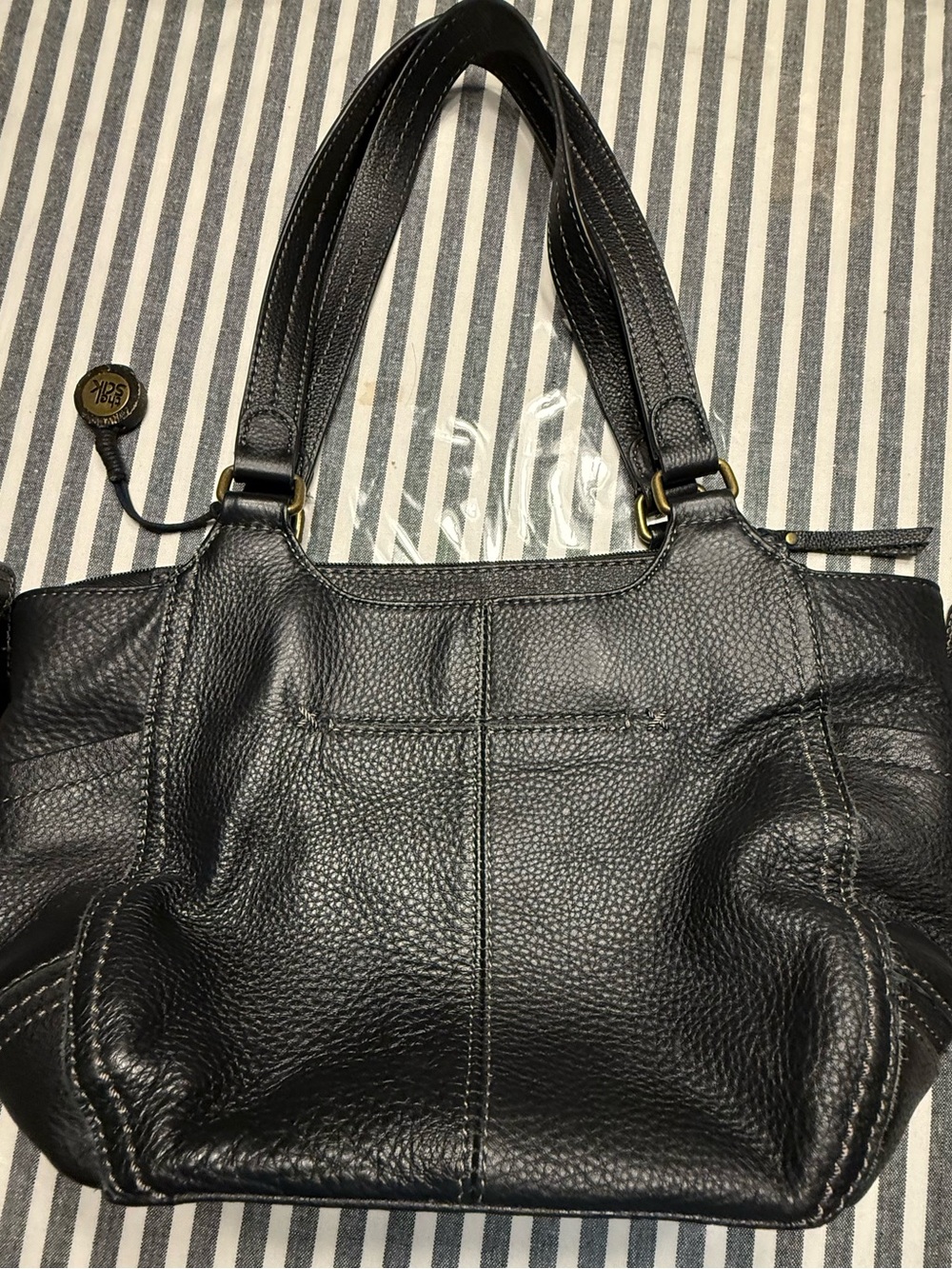The Sak Black Pebbled Leather Shoulder Bag with Brass Accents - Picture 2 of 5